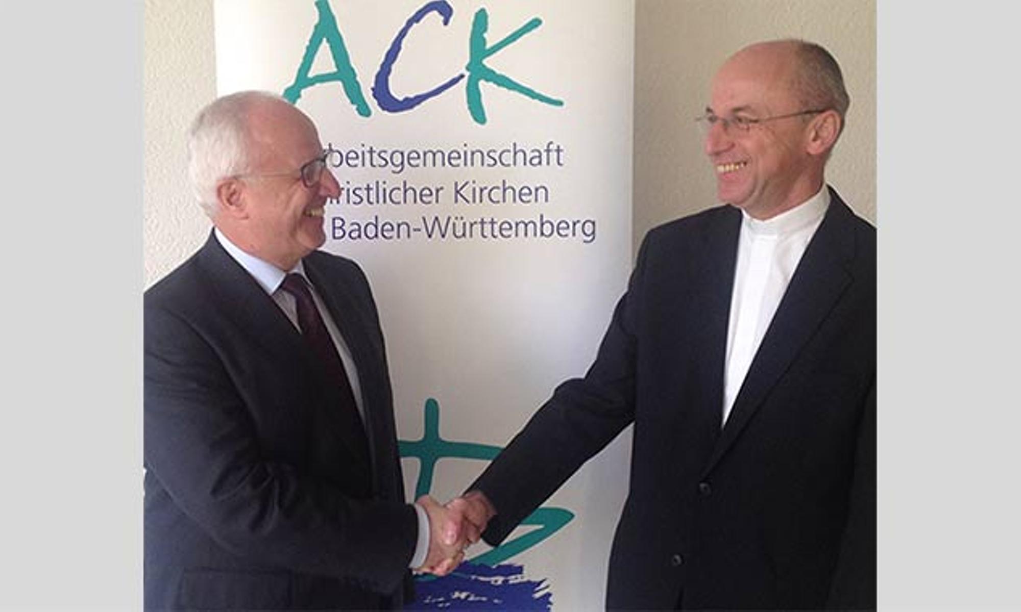 Apostel Volker Kühnle (links) und der ACK-Vorsitzende, Dr. Peter Birkhofer - Foto: ACK BW